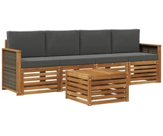 Lauko sofos komplektas su pagalve 5 pcs Natūralus ir antracitas