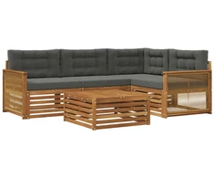 Lauko sofos komplektas su pagalve 5 pcs Natūralus ir antracitas