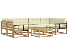 Lauko sofos komplektas su pagalve 5 pcs Balta ir kreminė