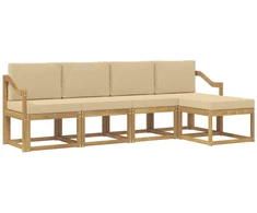 Lauko sofos komplektas su pagalve 5 pcs Balta ir kreminė