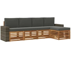 Lauko sofos komplektas su pagalve 5 pcs Natūralus ir antracitas