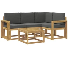 Lauko sofos komplektas su pagalve 5 pcs Balta ir antracito