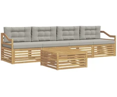 Lauko sofos komplektas su pagalve 5 pcs Balta ir šviesiai pilka