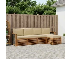 Lauko sofos komplektas su pagalve 5 pcs Natūralus ir bežinis