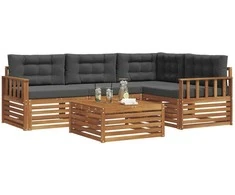 Lauko sofos komplektas su pagalve 5 pcs Natūralus ir antracitas