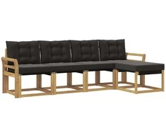 Lauko sofos komplektas su pagalve 5 pcs Balta ir juoda