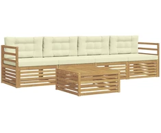 Lauko sofos komplektas su pagalve 5 pcs Balta ir kreminė