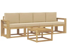 Lauko sofos komplektas su pagalve 5 pcs Balta ir kreminė