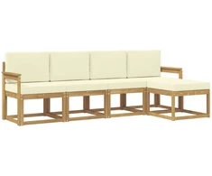 Lauko sofos komplektas su pagalve 5 pcs Balta ir kreminė