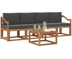 Lauko sofos komplektas su pagalve 5 pcs Natūralus ir antracitas