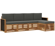 Lauko sofos komplektas su pagalve 5 pcs Natūralus ir antracitas