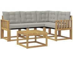 Lauko sofos komplektas su pagalve 5 pcs Balta ir šviesiai pilka