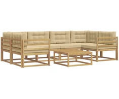 Lauko sofos komplektas su pagalve 5 pcs Balta ir kreminė