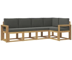 Lauko sofos komplektas su pagalve 5 pcs Balta ir antracito