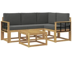 Lauko sofos komplektas su pagalve 5 pcs Balta ir antracito