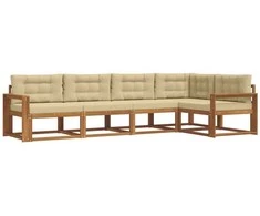 Lauko sofos komplektas su pagalve 5 pcs Natūralus ir bežinis