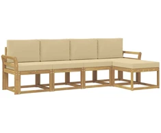 Lauko sofos komplektas su pagalve 5 pcs Balta ir kreminė