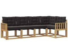 Lauko sofos komplektas su pagalve 5 pcs Balta ir juoda