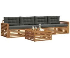 Lauko sofos komplektas su pagalve 5 pcs Natūralus ir antracitas
