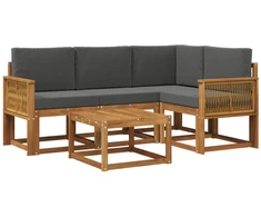 Lauko sofos komplektas su pagalve 5 pcs Natūralus ir antracitas