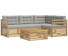 Lauko sofos komplektas su pagalve 5 pcs Balta ir šviesiai pilka