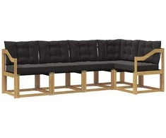 Lauko sofos komplektas su pagalve 5 pcs Balta ir juoda