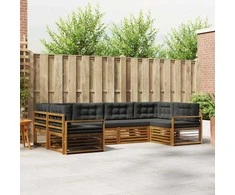 Lauko sofos komplektas su pagalve 6 pcs Natūralus ir antracitas