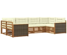 Lauko sofos komplektas su pagalve 6 pcs Natūralus ir grietinėlė