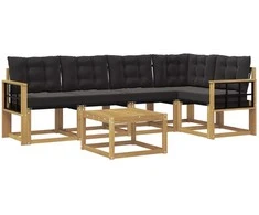 Lauko sofos komplektas su pagalve 6 pcs Balta ir juoda