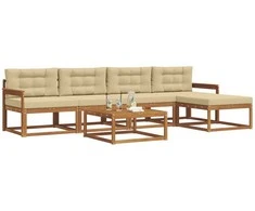 Lauko sofos komplektas su pagalve 6 pcs Natūralus ir bežinis