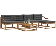 Lauko sofos komplektas su pagalve 6 pcs Natūralus ir antracitas