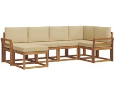 Lauko sofos komplektas su pagalve 6 pcs Natūralus ir bežinis