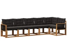 Lauko sofos komplektas su pagalve 6 pcs Natūrali ir juoda