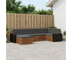 Lauko sofos komplektas su pagalve 6 pcs Natūralus ir antracitas