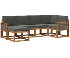 Lauko sofos komplektas su pagalve 6 pcs Natūralus ir antracitas
