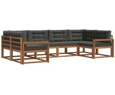 Lauko sofos komplektas su pagalve 6 pcs Natūralus ir antracitas