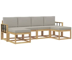 Lauko sofos komplektas su pagalve 6 pcs Balta ir šviesiai pilka