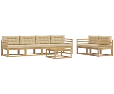 Lauko sofos komplektas su pagalve 6 pcs Balta ir kreminė