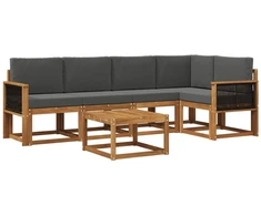 Lauko sofos komplektas su pagalve 6 pcs Natūralus ir antracitas