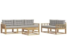Lauko sofos komplektas su pagalve 6 pcs Balta ir šviesiai pilka