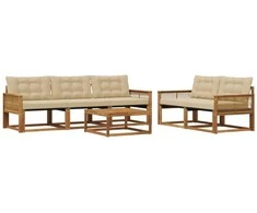 Lauko sofos komplektas su pagalve 6 pcs Natūralus ir bežinis