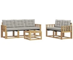Lauko sofos komplektas su pagalve 6 pcs Balta ir šviesiai pilka