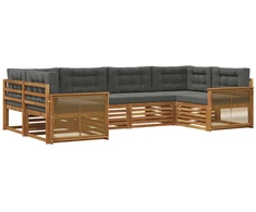 Lauko sofos komplektas su pagalve 6 pcs Natūralus ir antracitas
