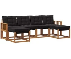 Lauko sofos komplektas su pagalve 6 pcs Natūrali ir juoda