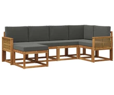 Lauko sofos komplektas su pagalve 6 pcs Natūralus ir antracitas