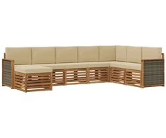 Lauko sofos komplektas su pagalve 6 pcs Natūrali