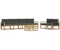 Lauko sofos komplektas su pagalve 6 pcs Balta ir antracito