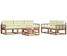 Lauko sofos komplektas su pagalve 6 pcs Natūralus ir grietinėlė