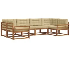 Lauko sofos komplektas su pagalve 6 pcs Natūralus ir bežinis