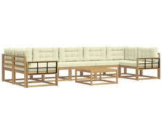 Lauko sofos komplektas su pagalve 6 pcs Balta ir kreminė